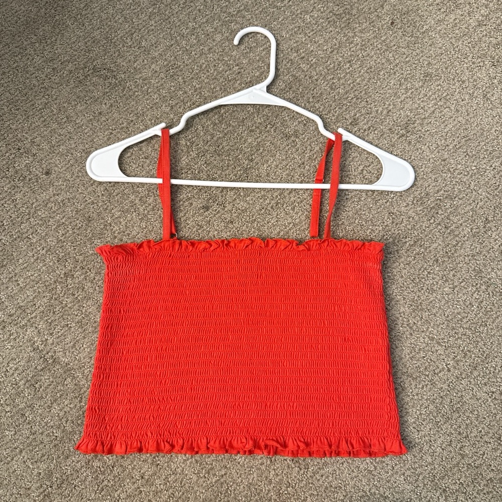 Forever 21 Red Smocked Camisole Crop Top